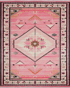 Pink Geometric Diamond Tribal Rug - Cutout View