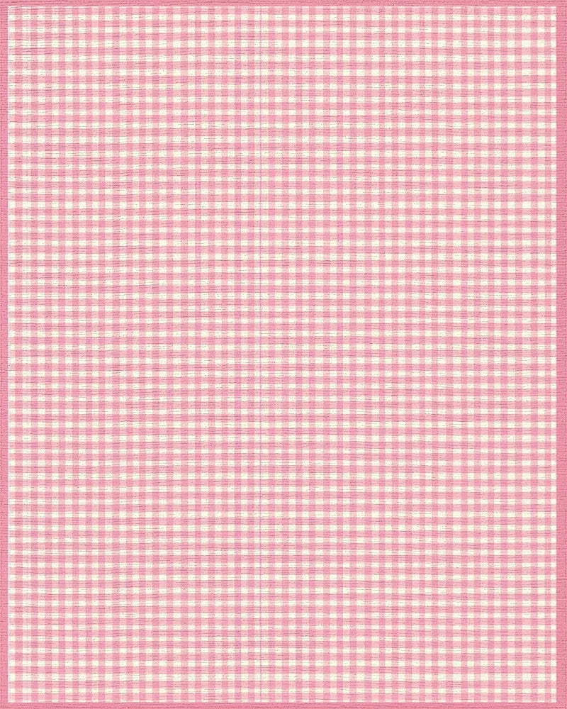 Pink Gingham Checkered Rug - Cutout View