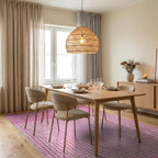 Pink Gradient Dot Abstract Rug - Dining Room View