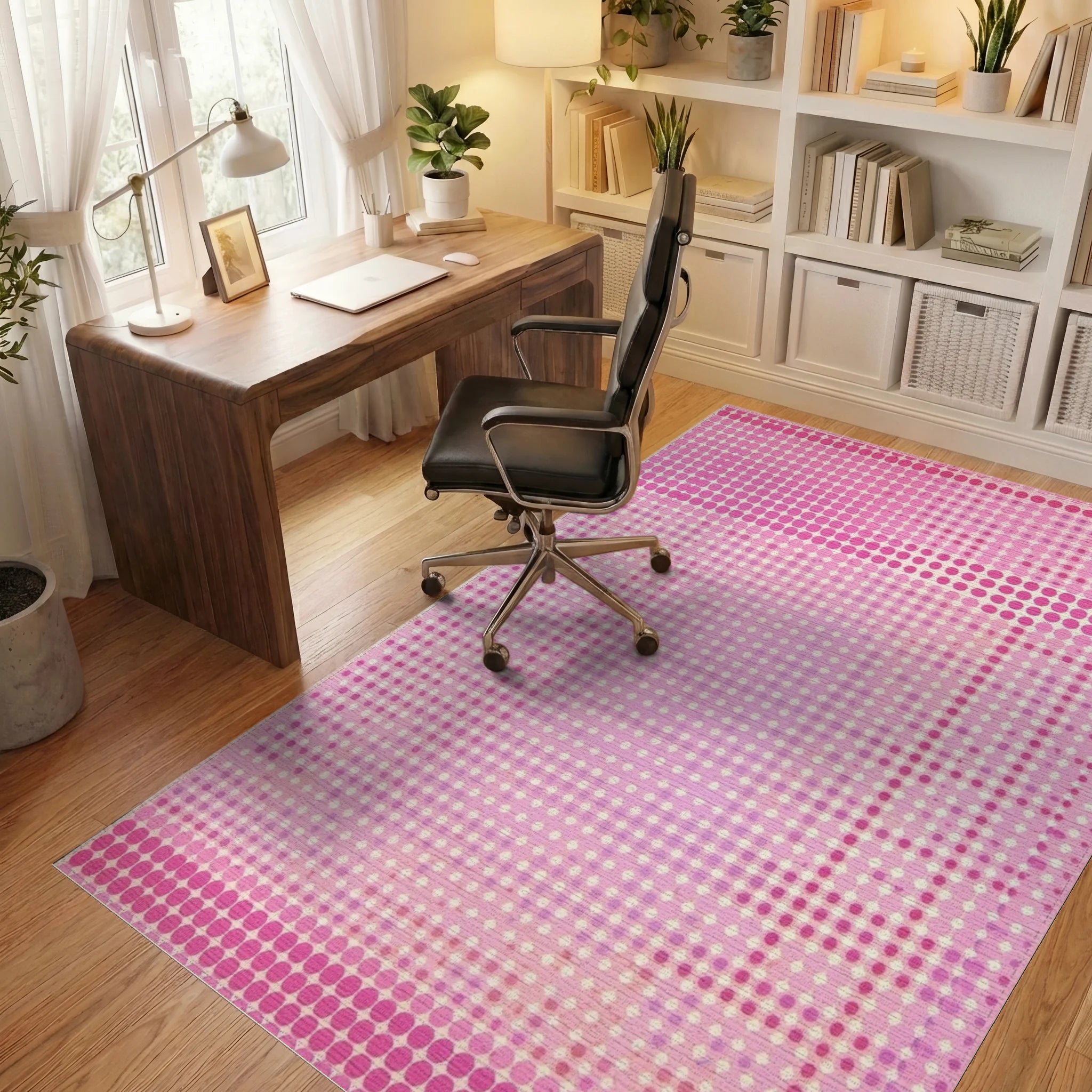Pink Gradient Dot Abstract Rug - Office View