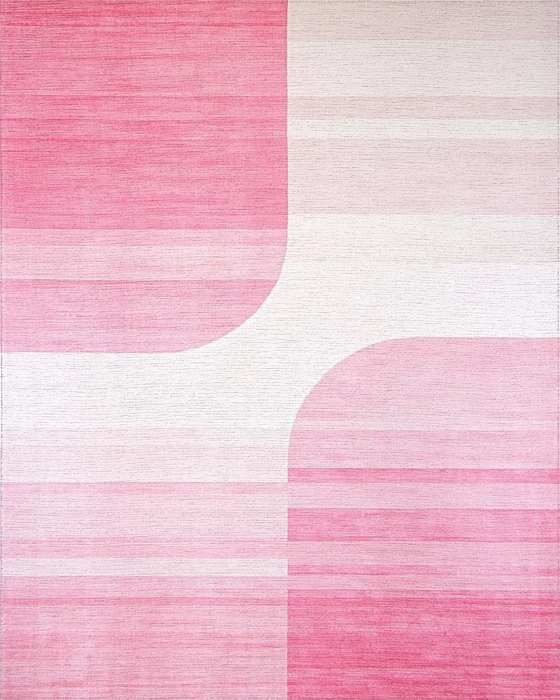 Pink Ombre Gradient Stripe Rug - Cutout View