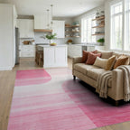 Pink Ombre Gradient Stripe Rug - Living Room View