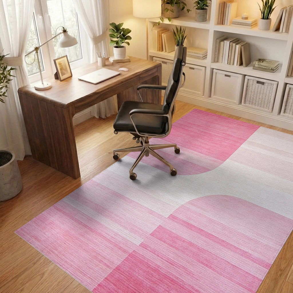 Pink Ombre Gradient Stripe Rug - Office View