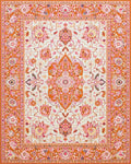 Pink Orange Floral Medallion Rug - Cutout View