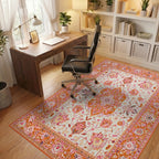 Pink Orange Floral Medallion Rug - Office View