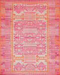 Pink Orange Tribal Geometric Medallion Rug - Cutout View