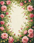 Pink Rose Garden Vine Pattern Rug - Cutout View