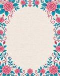 Pink Rose Teal Leaf Flourish Rug - Cutout View