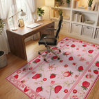 Pink Strawberry Floral Vine Rug - Office View