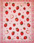 Pink Strawberry Garden Whimsical Rug - Cutout View