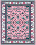Pink Teal Ornate Floral Vine Rug - Cutout View