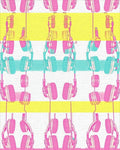 Pink Teal Yellow Headphone Pattern Rug - Cutout View