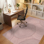Pink Wood Grain Concentric Circles Rug Office View