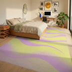Pink Yellow Wavy Gradient Rug Bedroom View