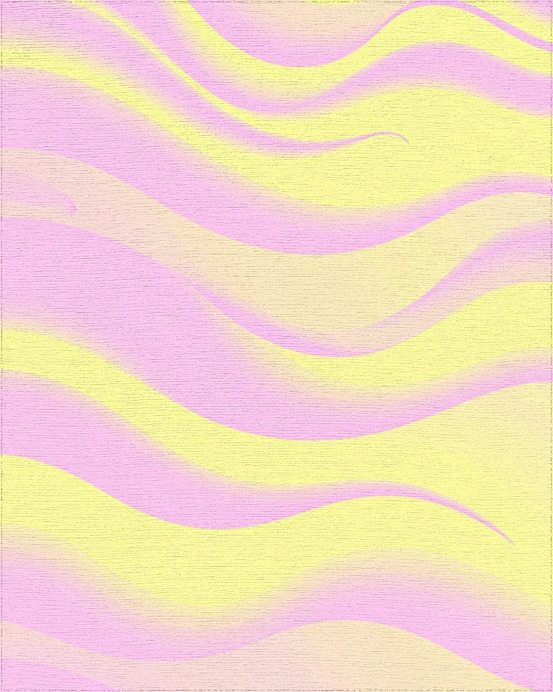 Pink Yellow Wavy Gradient Rug - Cutout View