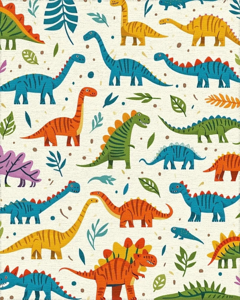 Playful Dinosaur Pattern Design Rug - Cutout View