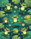 Playful Green Frogs and Lily Pads Rug - Cutout View