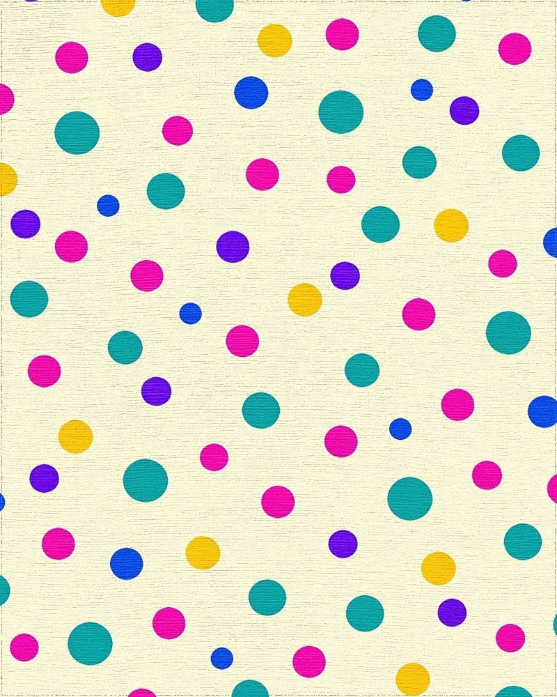 Playful Multicolored Polka Dot Cream Rug - Cutout View