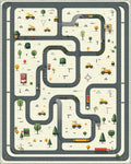 Playful Yellow Vehicle Road Pattern Rug - Cutout View