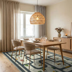 Playful Yellow Vehicle Road Pattern Rug - Dining Room View