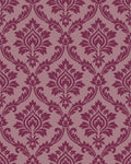 Plum Damask Scrollwork Floral Rug - Cutout View