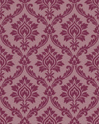 Plum Damask Scrollwork Floral Rug - Cutout View