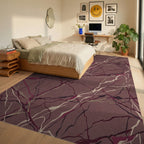 Plum Marble Veins Abstract Rug Bedroom View