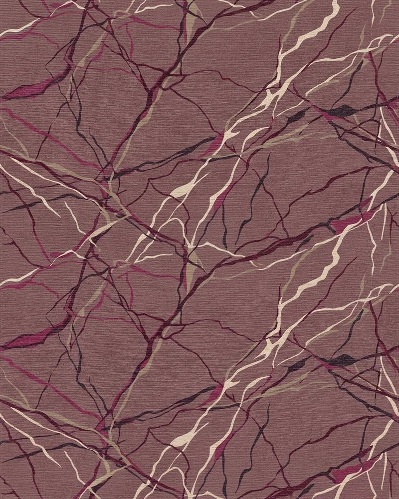 Plum Marble Veins Abstract Rug - Cutout View