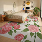 Pretty Pink Rose Garden Arrangement Rug Bedroom View