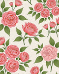 Pretty Pink Rose Garden Arrangement Rug - Cutout View