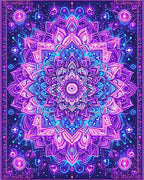 Psychedelic Purple Mandala Floral Rug - Cutout View