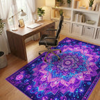 Psychedelic Purple Mandala Floral Rug - Office View
