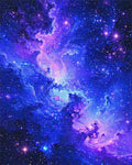 Purple Blue Swirling Nebula Stars Rug - Cutout View