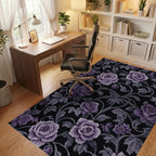 Purple Floral Swirl Vines Rug - Office View