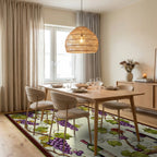 Purple Grapes Vines Wine Bottles Rug - Dining Room View