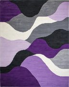 Purple Gray Black Wave Landscape Rug - Cutout View