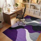 Purple Gray Black Wave Landscape Rug - Office View