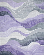 Purple Gray Flowing Wave Rug - Cutout View