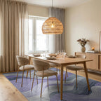 Purple Gray Flowing Wave Rug - Dining Room View