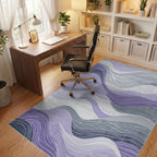 Purple Gray Flowing Wave Rug - Office View