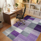 Purple Gray Geometric Blocks Rug - Office View