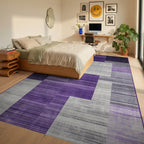 Purple Gray Stratified Geometric Rug - Bedroom View