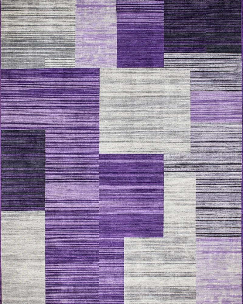 Purple Gray Stratified Geometric Rug - Cutout View