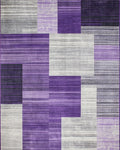 Purple Gray Stratified Geometric Rug - Cutout View