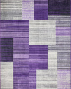 Purple Gray Stratified Geometric Rug - Cutout View