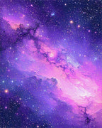 Purple Nebula Cosmic Stars Rug - Cutout View