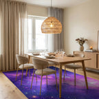 Purple Nebula Cosmic Stars Rug - Dining Room View