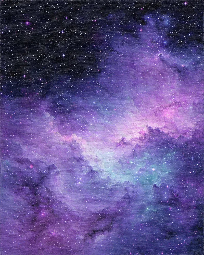 Purple Nebula Starry Cosmic Rug - Cutout View