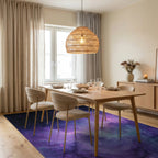 Purple Nebula Starry Cosmic Rug - Dining Room View