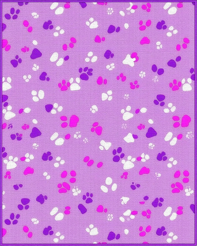 Purple Paw Prints Scatter Rug - Cutout View